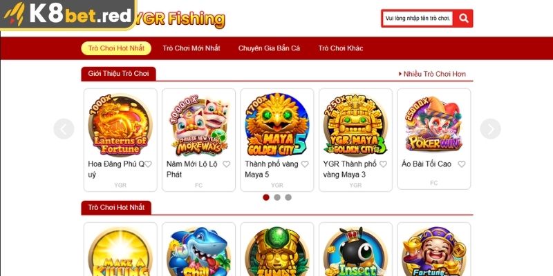 Giới thiệu sảnh Bắn Cá YGR tại K8bet
