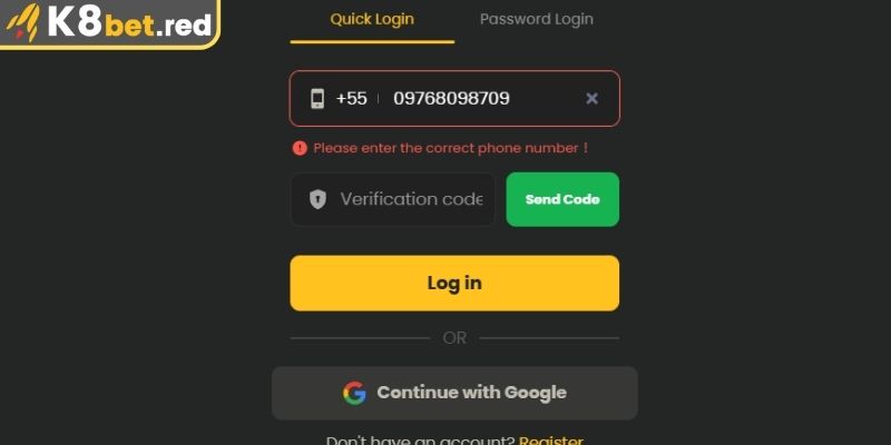 Truy cập hậu đài K8bet